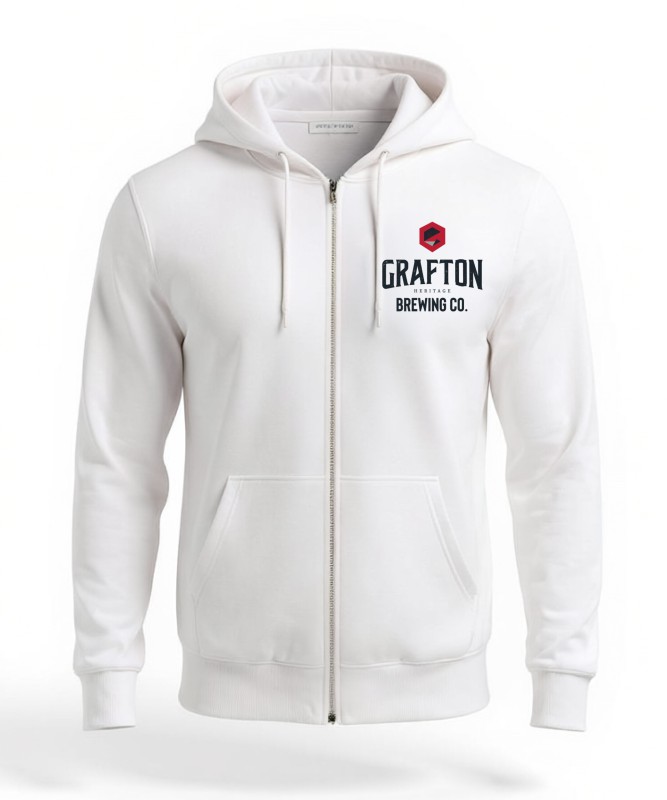 GRAFTON HERITAGE BREWING CO. ZIP UP HOODIE BACK LOGO